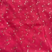 All Over Gold Sequin Buti On Vibrant Pink Net Fabric