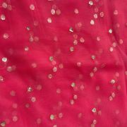All Over Gold Sequin Buti On Vibrant Pink Net Fabric