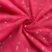 All Over Gold Sequin Buti On Vibrant Pink Net Fabric