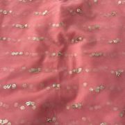 All Over Gold Sequin Buti On Peach Pink Net Fabric