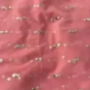 All Over Gold Sequin Buti On Peach Pink Net Fabric