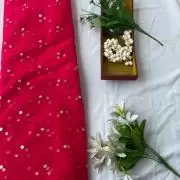 All Over Gold Sequin Buti On Hot Pink Net Fabric