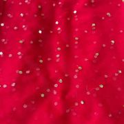 All Over Gold Sequin Buti On Hot Pink Net Fabric