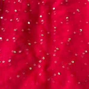 All Over Gold Sequin Buti On Hot Pink Net Fabric