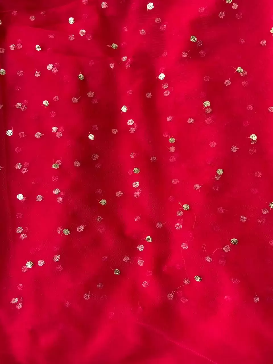 All Over Gold Sequin Buti On Hot Pink Net Fabric