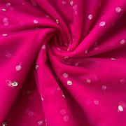 All Over Gold Sequin Buti On Rani Pink Net Fabric
