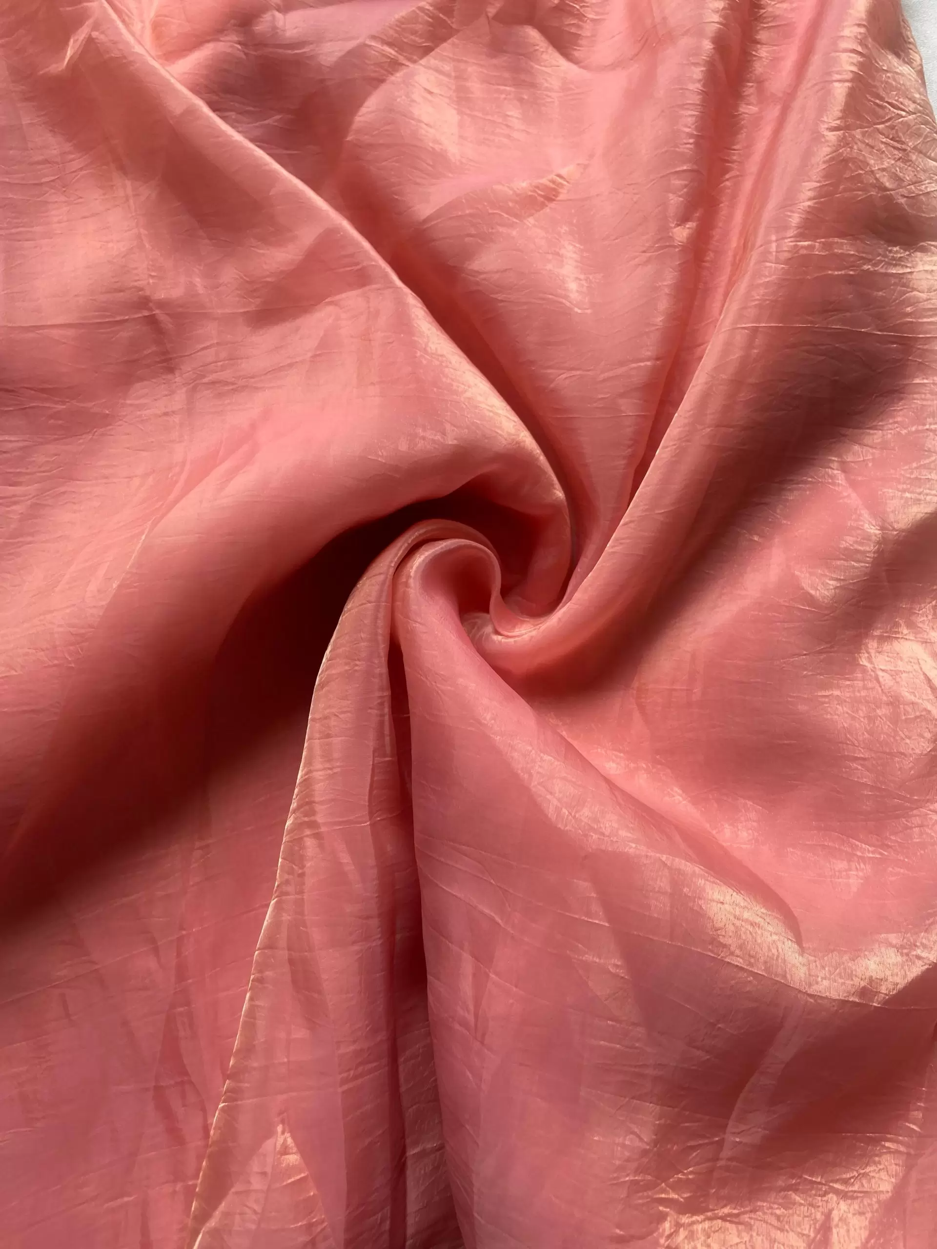 Peach crush tissue silk fabric