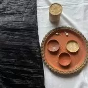 Black crush tissue silk fabric