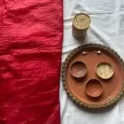 Red crush tissue silk fabric