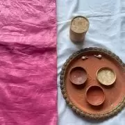 Pink crush tissue silk fabric