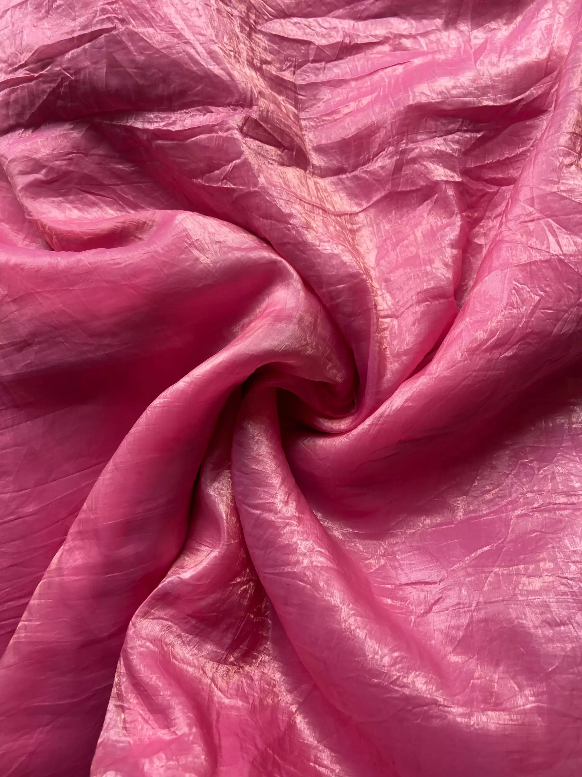 Pink crush tissue silk fabric