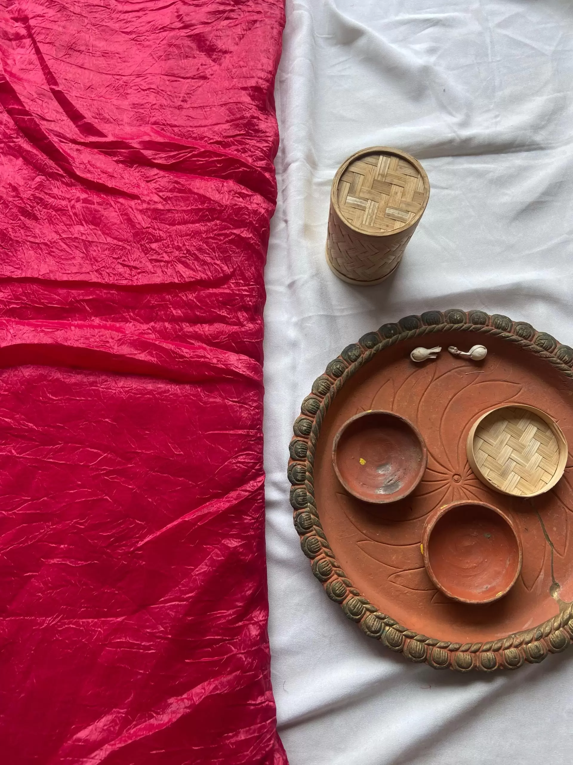 Rani pink crush tissue silk fabric