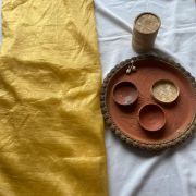 Yellow crush tissue silk fabric