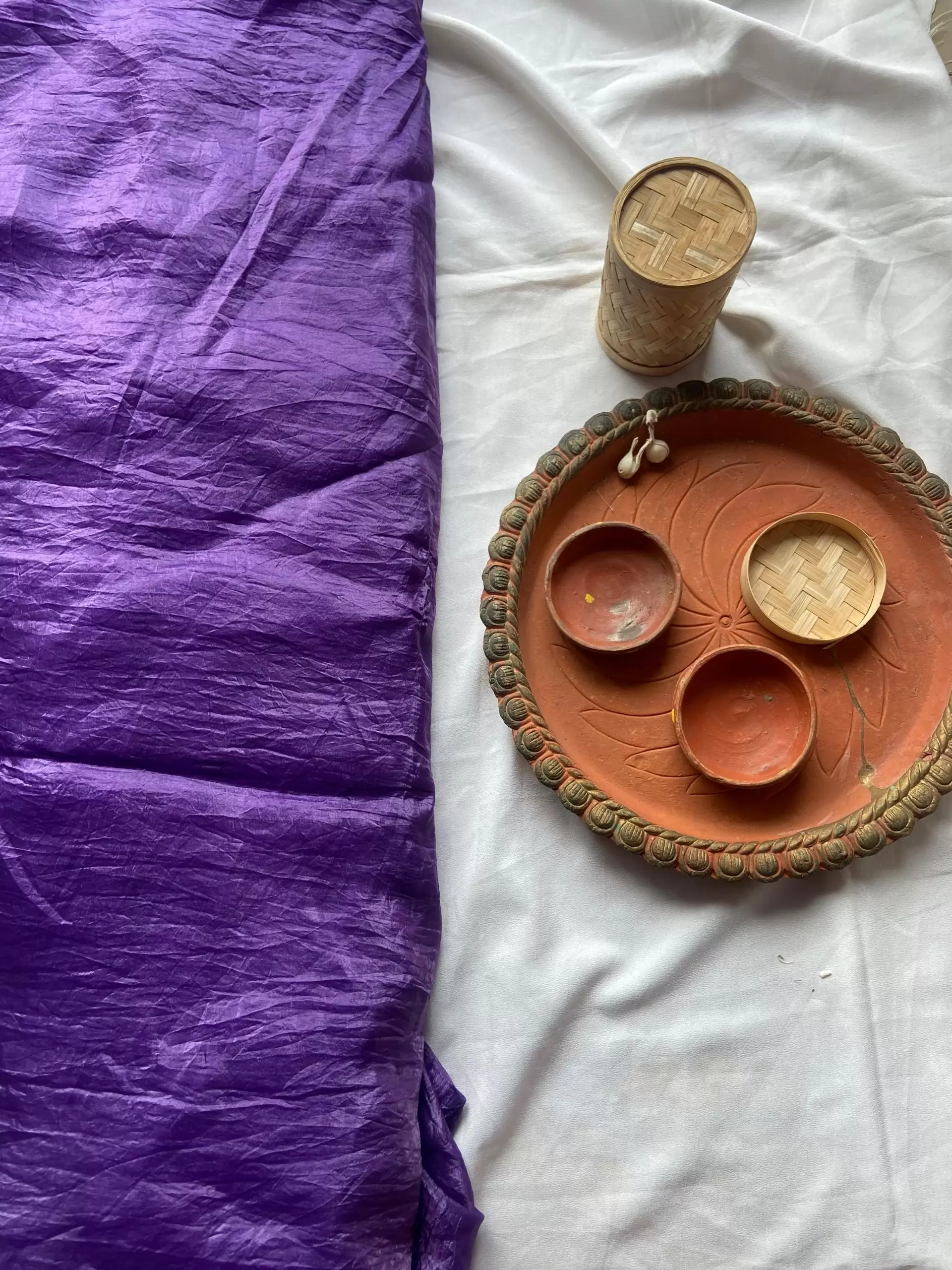 Purple crush tissue silk fabric