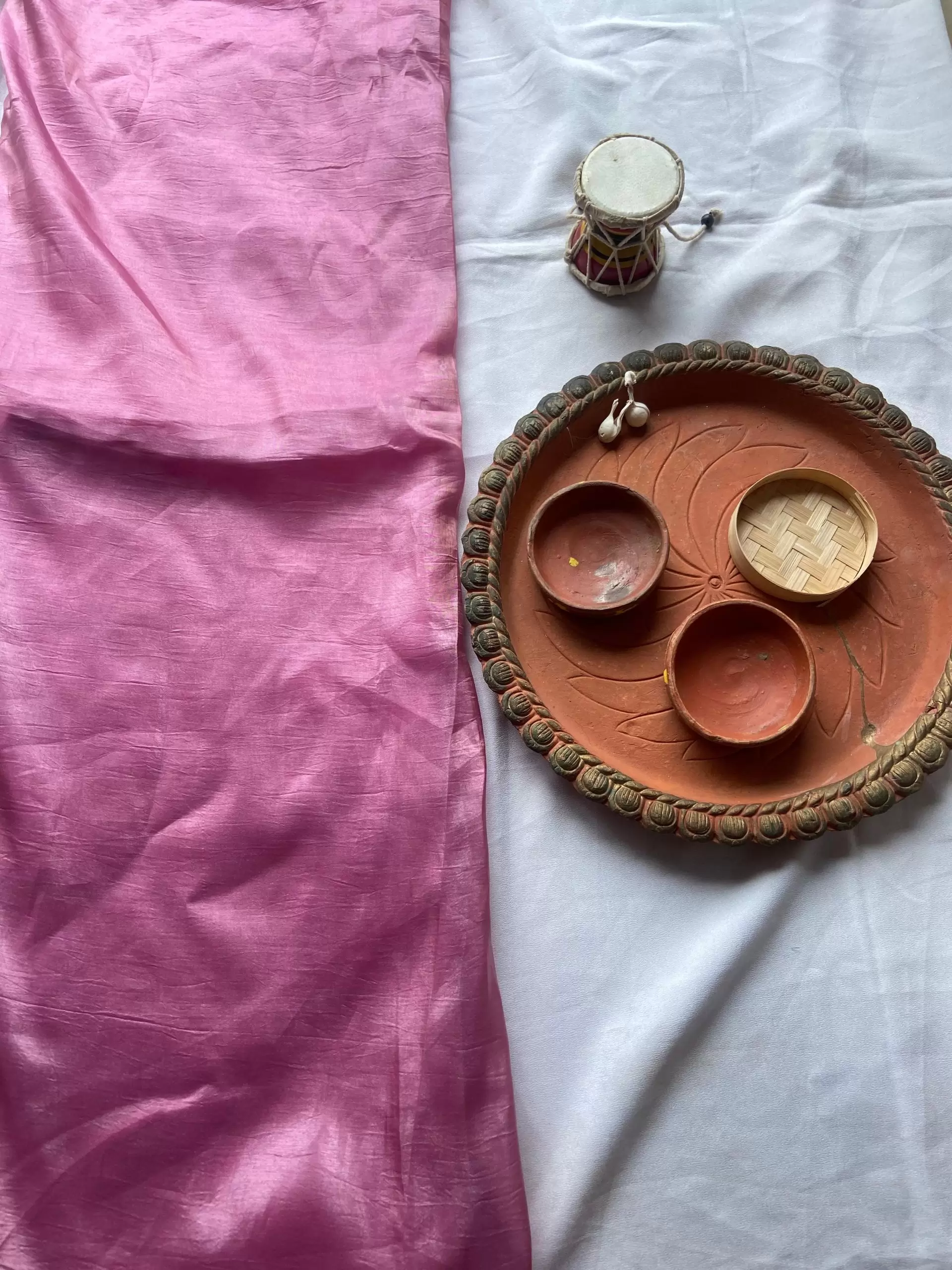 Blush pink crush tissue silk fabric