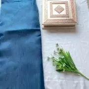 Teal blue Plain organza fabric