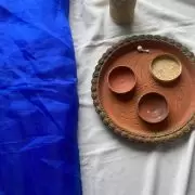 Royal blue plain organza fabric