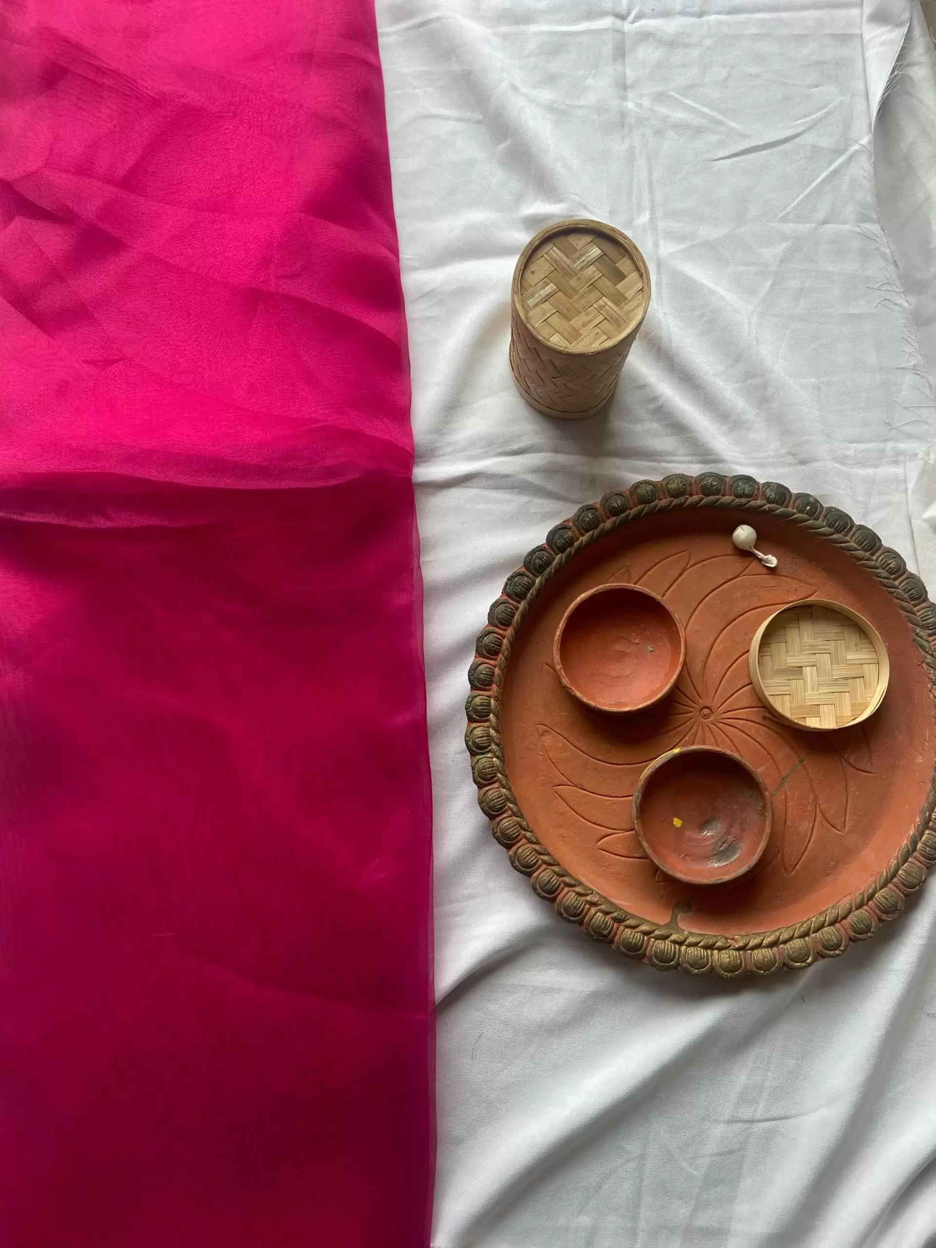 Rani pink plain organza fabric