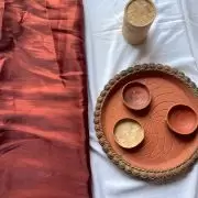 Maroon oak gales glass organza plain fabric