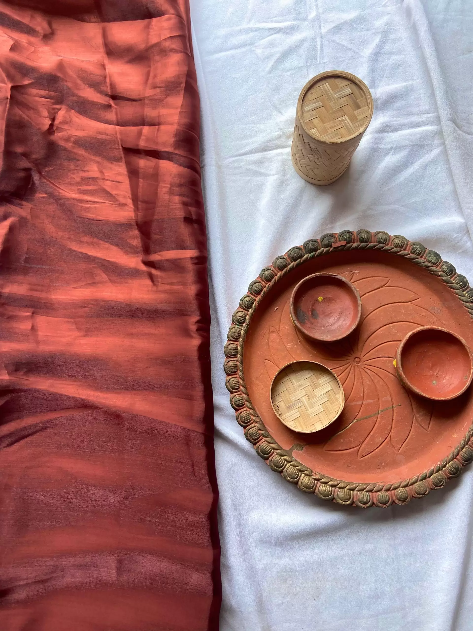 Maroon oak gales glass organza plain fabric