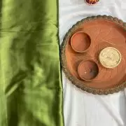 Oliver green plain moss satin fabric