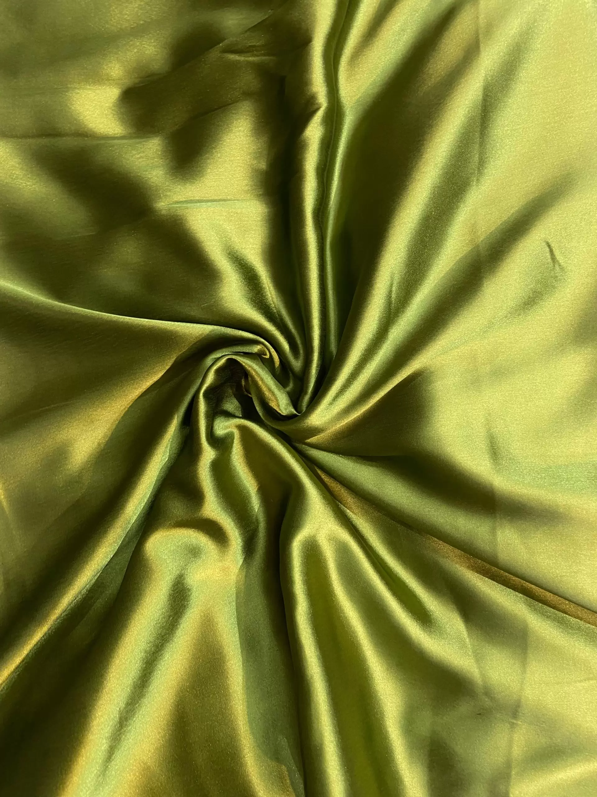 Oliver green plain moss satin fabric