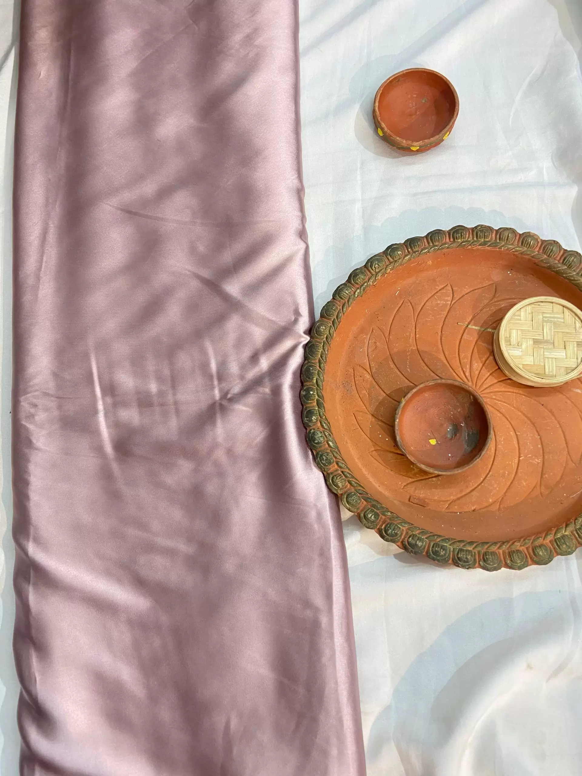 Light purple plain moss satin fabric