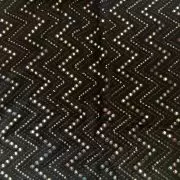 Black Pure Georgette Mirror and Thread Embroidered Fabric in Zig Zag Pattern