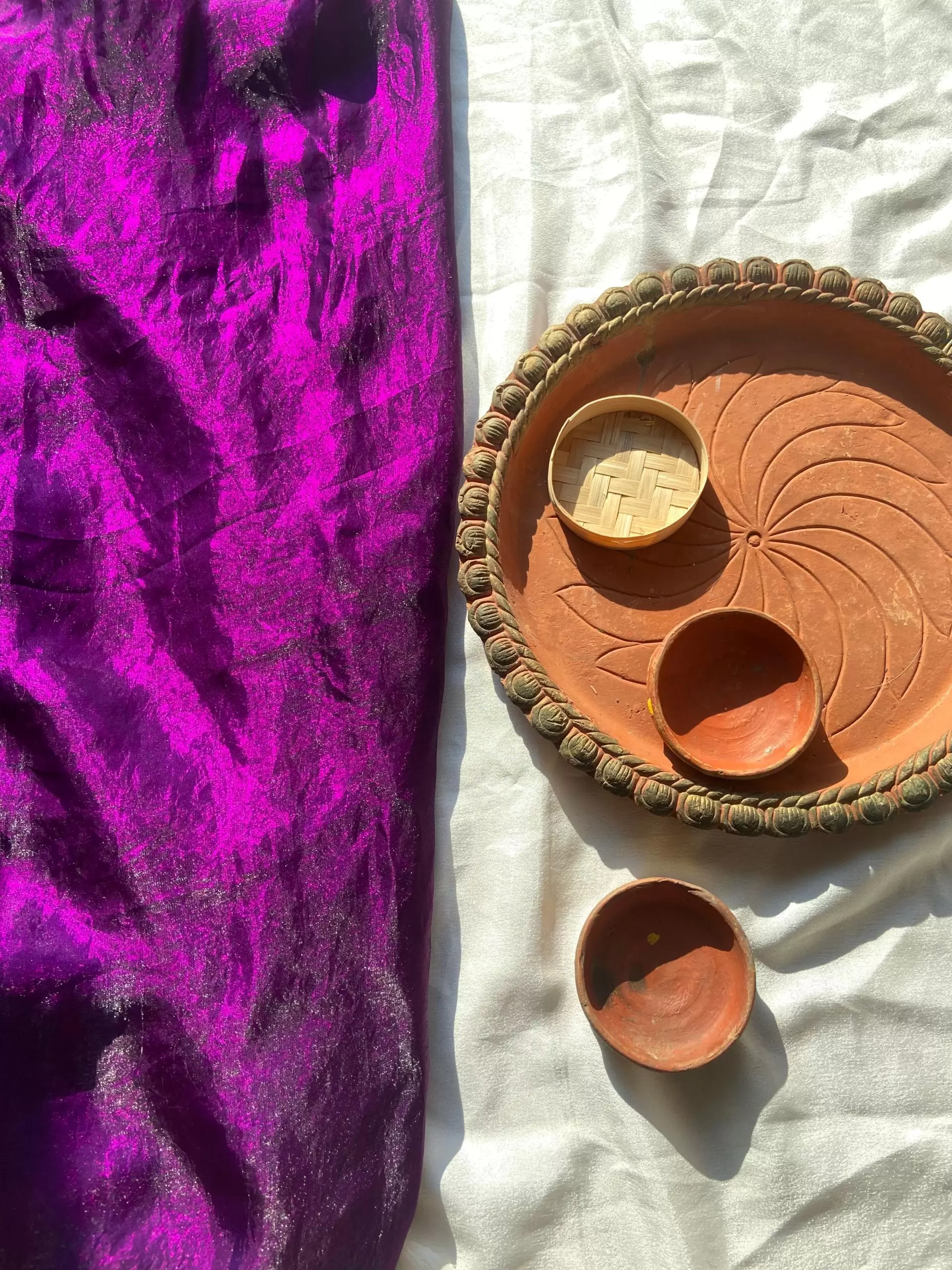 Purple plain silk satin fabric