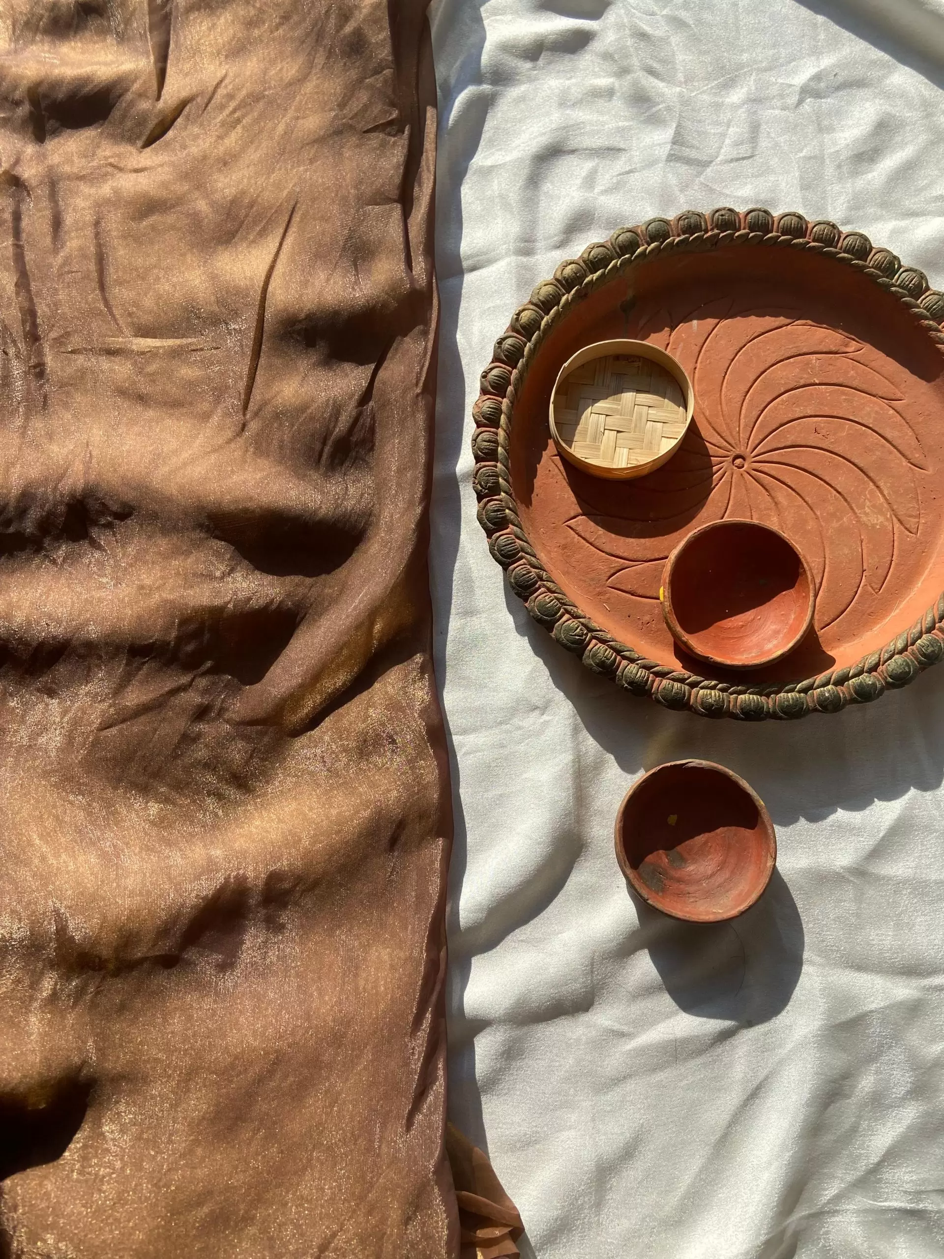 Brown plain silk satin fabric