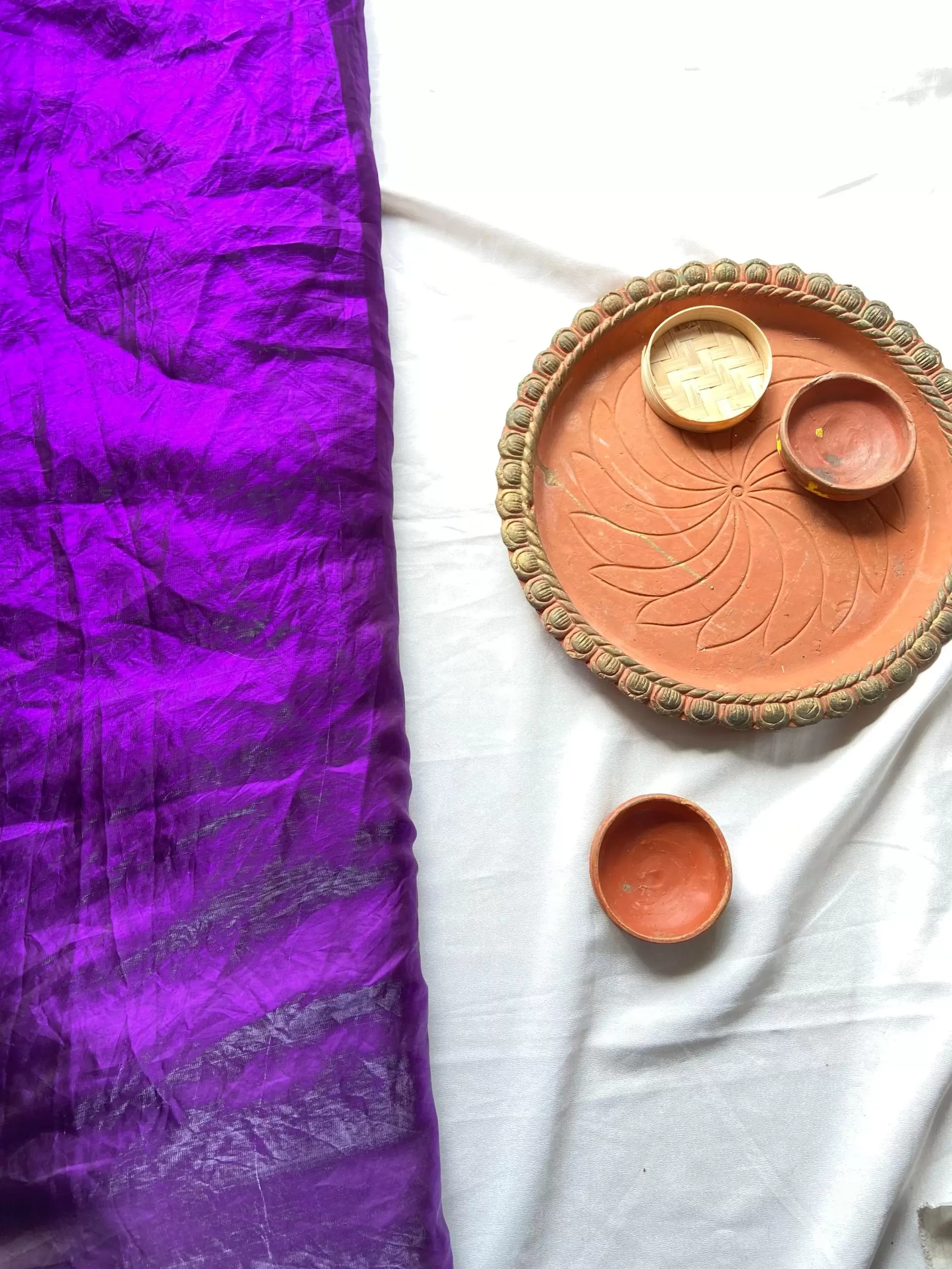 Purple plain organza satin fabric