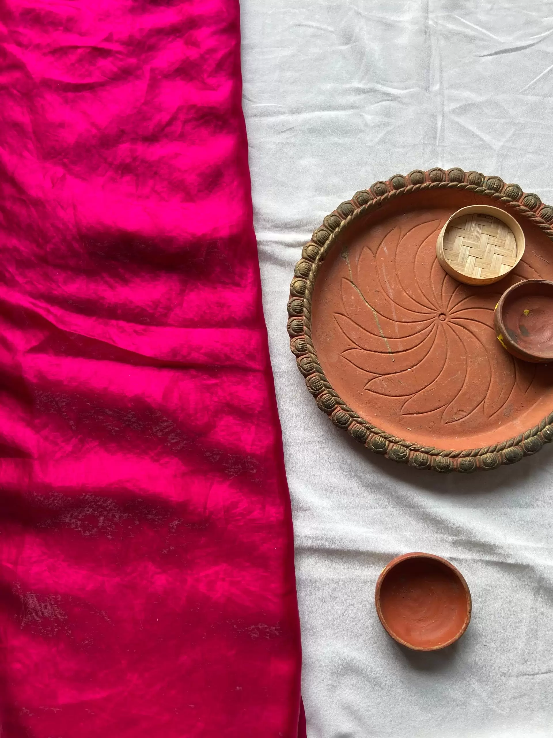 Pink plain organza satin fabric