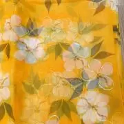 Yellow floral Print With Gold Foil Detailing On Organza Fabric