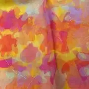 Orange Multicolour Tie & Dye Shibori Printed Organza Fabric with Gold Foil Detailing