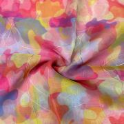 Pink Multicolour Tie & Dye Shibori Printed Organza Fabric with Gold Foil Detailing