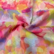 Pink Multicolour Tie & Dye Shibori Printed Organza Fabric with Gold Foil Detailing