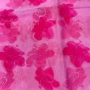 Party Pink floral Print With Gold Foil Detailing On Organza Fabric