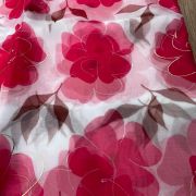 Pink floral Print With Gold Foil Detailing On Organza Fabric