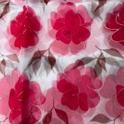 Pink floral Print With Gold Foil Detailing On Organza Fabric