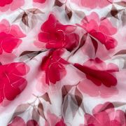 Pink floral Print With Gold Foil Detailing On Organza Fabric