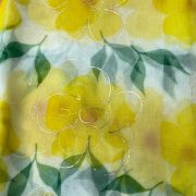 Lemon Yellow floral Print With Gold Foil Detailing On Organza Fabric