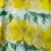 Lemon Yellow floral Print With Gold Foil Detailing On Organza Fabric