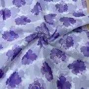 Purple floral Print With Gold Foil Detailing Fabric