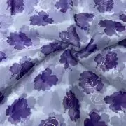 Purple floral Print With Gold Foil Detailing Fabric