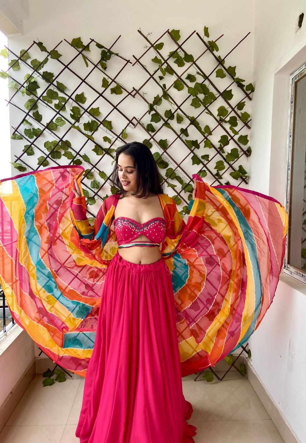 Multi colour 3 Meter Flared Shrug