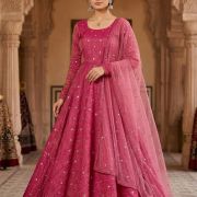 Pink Lehenga Style with Buti Design – Crush Tissue Silk Fabric