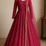 Pink Gown Style With Buti Tissue Silk Fabric
