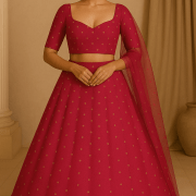 Pink Lehenga Style with Buti Design – Crush Tissue Silk Fabric