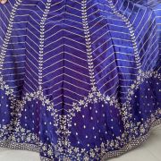 Blue lehenga style with heavy daman style organza satin fabric