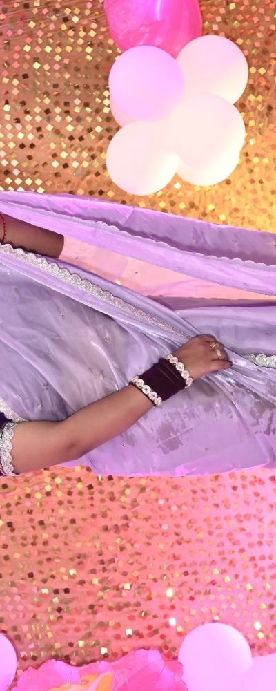 Lavender organza satin saree